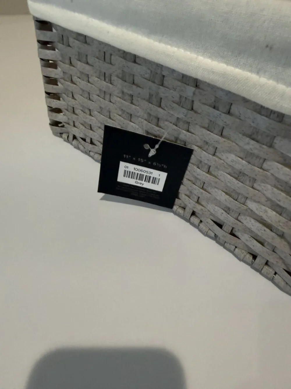 Container Store Montauk Rectangular Storage Basket Medium Grey 11x15x6.5 New Tag